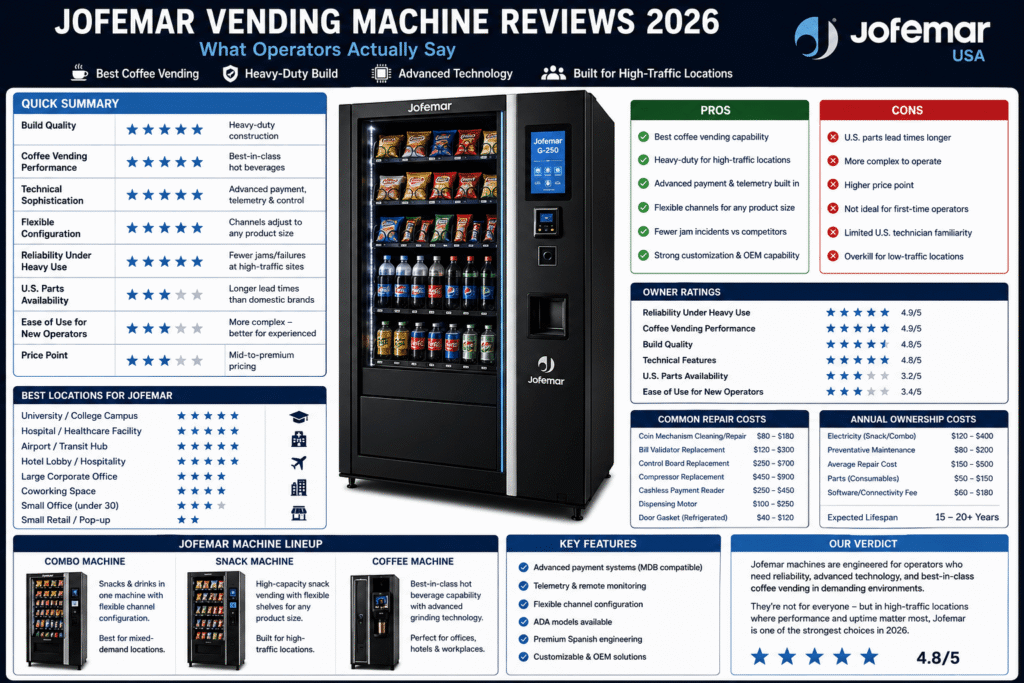 Jofemar vending machine reviews